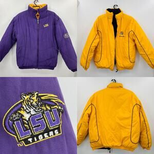 LSU Tigers NCAA Reversible Puffer Jacket Mens Large New!! Louisiana State Univ